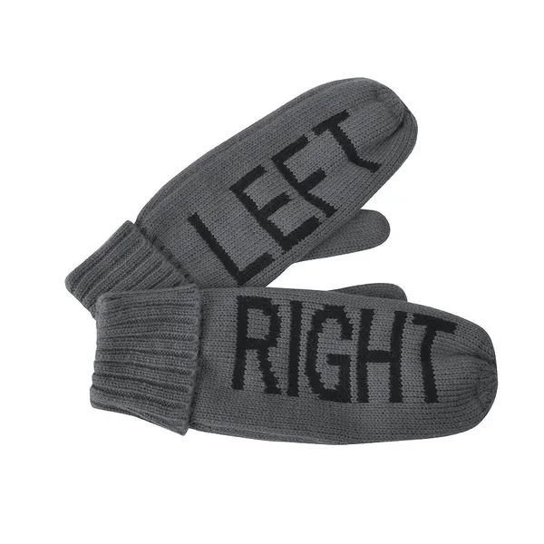 Варежки "LEFT&RIGHT", серый, L, акрил/флис внутри, шеврон