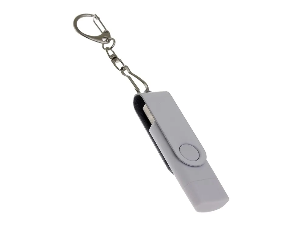 USB 2.0- флешка на 8 Гб с поворотным механизмом и дополнительным разъемом Type-C