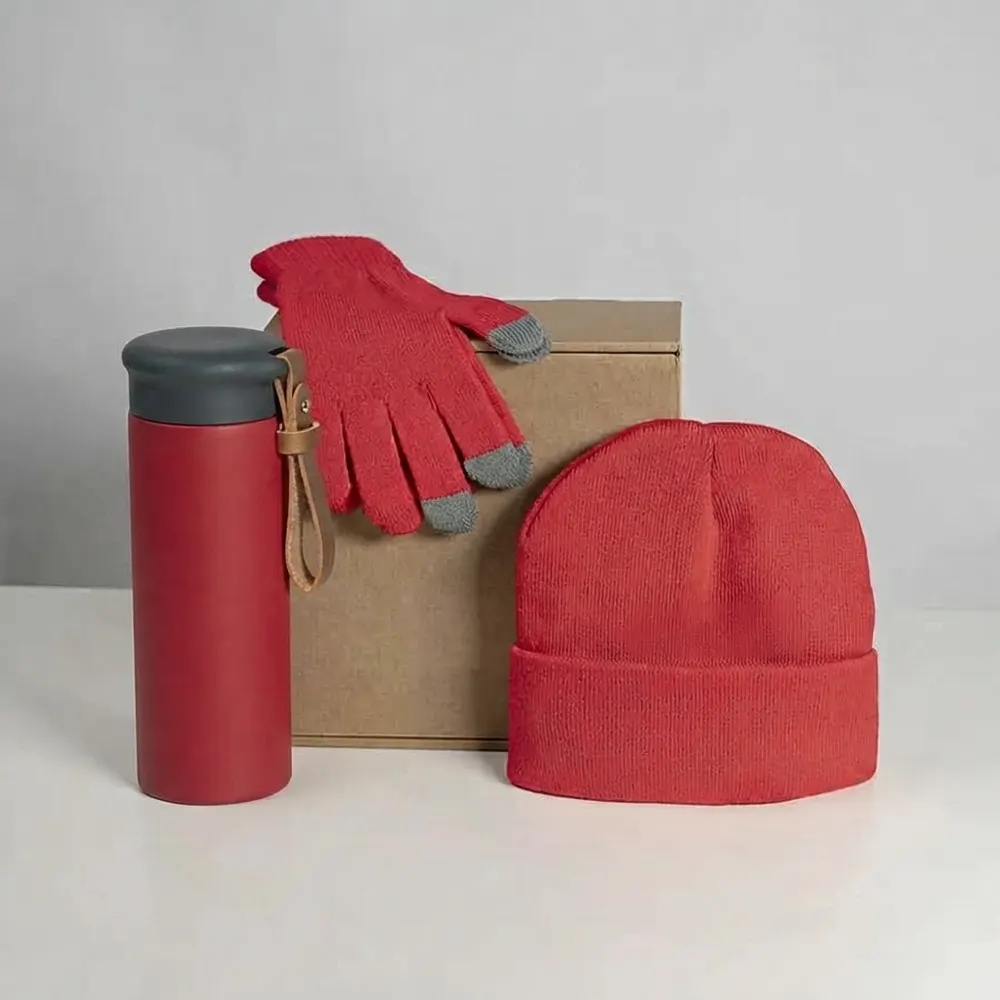 Набор подарочный GET WARM-2: перчатки, шапка, термос