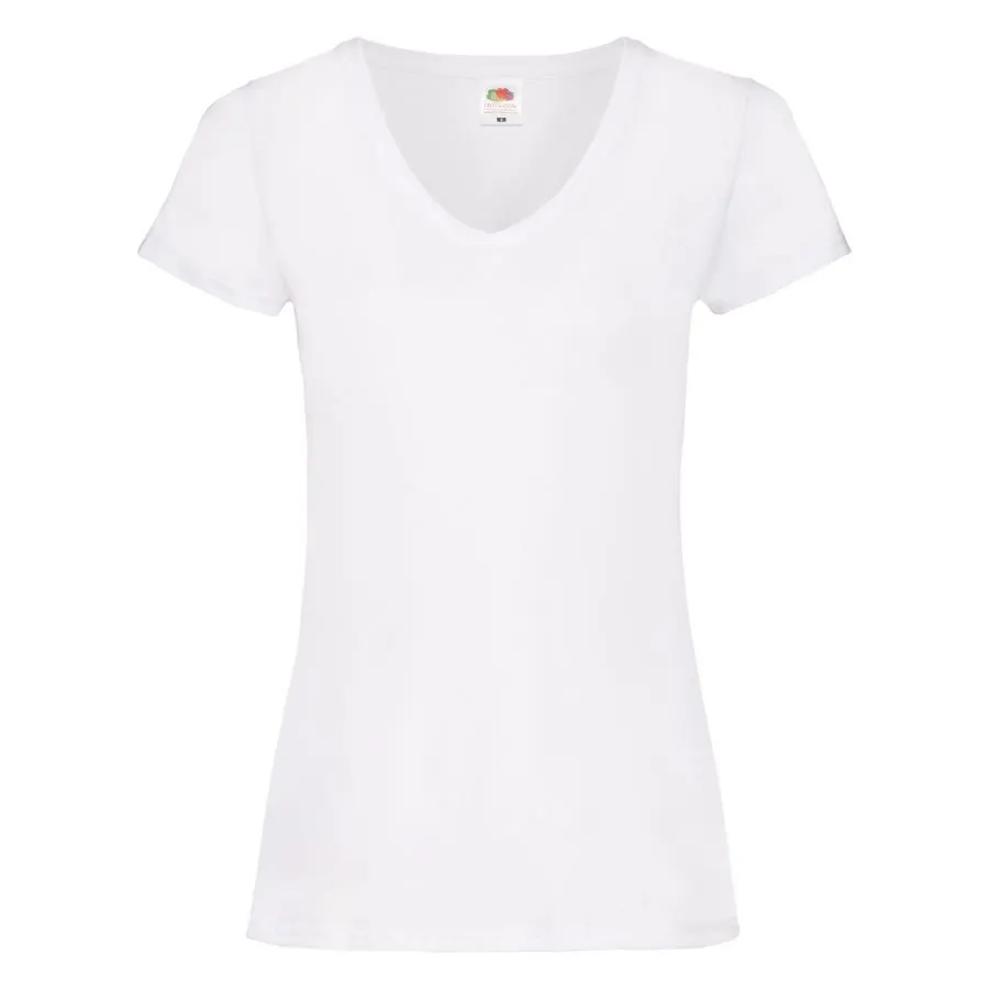 Футболка "Lady-Fit V-Neck T", белый_XS, 95% х/б, 5% эластан, 200 г/м2