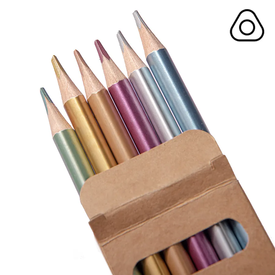 Цветные карандаши METALLIC, 6 цветов, дерево, картон