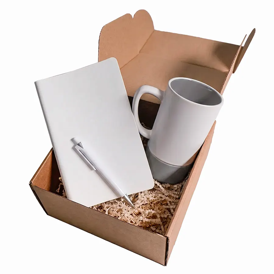 Набор подарочный ARTKITS: ежедневник, ручка, кружка с цветным дном, стружка, коробка, серый