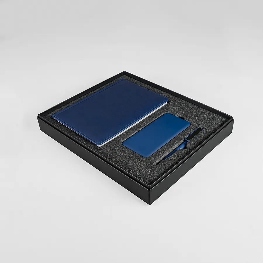 Набор подарочный BLISS: ежедневник, ручка и power bank в коробке  с ложементом