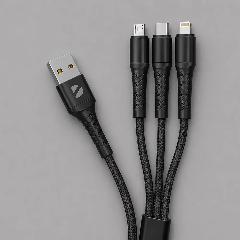 Дата-кабель Armor 3 в 1: micro USB, USB-C, Ligthning, 1.2м