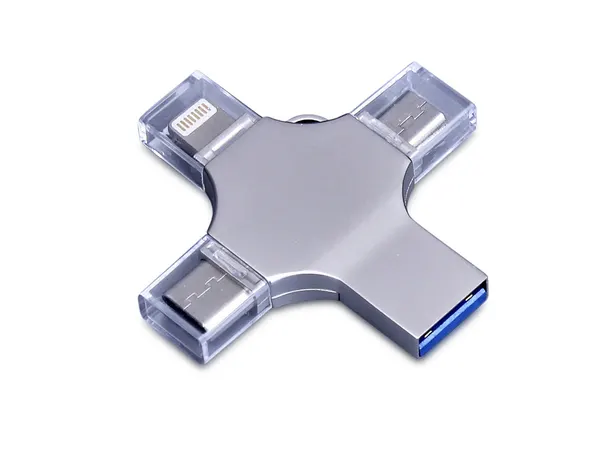 USB 3.0-флешка на 32 Гб 4-в-1 с разъемами Micro USB, Type-C и Lightning